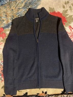 Kenneth Cole Reaction Men's Navy & Charcoal Zip-Up Sweater